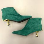 BOTTEGA 22 Green Suede Ankle Boots Pointed Toe Gold Heel UK 5 EU 38