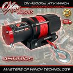 OX ELECTRIC WINCH 4500lbs (2Ton)  RED SYNTHETIC ROPE 12v - ATV / BOAT / TRAILER