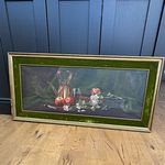 Velvet Framed Still Life Oil Painting - Fruit & Copper Kettle. 1940 Ted Dyer