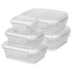 Glass Food Storage Container with Lid White Meal Prep Containers Microwave Safe
