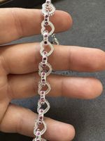 Brand New Sterling Silver - Pink Stone Set Belcher & Heart Bracelet - 17.4g