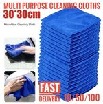Pack of 10 microfibre cloths 30 x 30 multi purpose home and car cleaning cloths 