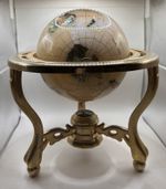 Kailifano Vintage Mother of Pearl Gemstone Globe with a Gold-toned Stand Rare