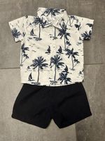 Baby Boys Palm Tree Shirt & Shorts Set, 9-12 Months, Excellent Condition