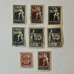 RARE COLLECTION OF LATVIA DIVI DIWI OVERPRINT STAMPS LOT OF 8