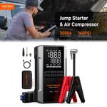 WOLFBOX 3000A Jump Starter Battery Booster+160PSI Portable Air Compressor Pump