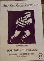 Halifax RL V St Helens RL Programme Challenge Cup QF 10/3/1991