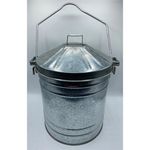 Galvanised 20L Ash Carrier Bucket With Captive Lid and Handle 45x33cm
