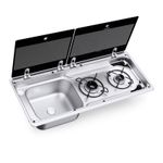 *SECOND* Campervan 2 Gas Hob & Sink DOMETIC SMEV 9722 Left Hand Basin Glass Lid