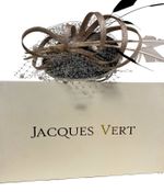 Jacques Vert Fascinator Black Beige Feather Headpiece Wedding