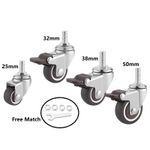 4 x Swivel Castor Rubber Wheels M6 M8 M10 thread Furniture Trolley 25/32/38/50mm