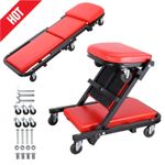 2in1 Mobile Folding Rolling Padded Mechanics Car Creeper Trolley Seat Stool Work