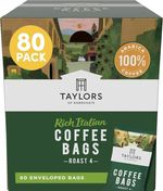 Taylors of Harrogate, Roast 4 Rich Italian Ground Coffee Bags, 80 Enveloped Bags