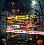 4 Halloween Outdoor Decorations Caution Tape Different Styles(9m each 36m total)