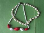 Job Lot of 2 vintage 1960s necklaces plastic beads wearable unbroken red white