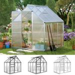 Polycarbonate Walk-in Garden Greenhouse Kit w/ Sliding Door