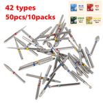 50pcs Dental FG Diamond Burs Drills 1.6mm for High Speed Handpiece Dentist UK