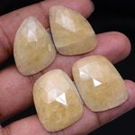 2 Pairs Natural Yellow Beryl 4 Pcs Checker Cut Huge Size Gemstones Lot~74.00 Cts