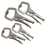4PC 4" & 6" MINI ADJUSTABLE C CLAMPS LOCKING MOLE GRIP C-CLAMP WELDING PLIERS