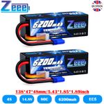 2x Zeee 4S LiPo Battery 14.8V 6200mAh 80C EC5 for RC Car Truck Boat Desert Racer