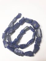 16.5''Natural Blue hammer cut nugget Lazuli Lazulite with Gold Pyrite L544