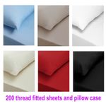 100% Egyptian Cotton Fitted Sheet 200 Thread Count Single Double King Super King