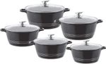 SQ Professional Durane 5pc Black Die Cast Non Stick Induction Stockpot Set
