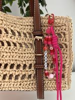 Handmade Beaded/paracord Red “Lovely” Bag Charm