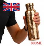 PURE COPPER WATER BOTTLE 800ML FLASK BEST QUALITY LEAKPROOF HEALTH BENEFITS UK