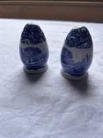 Spode Blue Italian Salt & Pepper Pots. Black Back Stamp. Replacement Stoppers. ￼