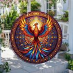 Mystic Phoenix Suncatcher Stained Glass Effect Hanging Window Garden Decor