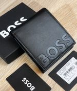 HUGO BOSS BIFOLD BLACK LEATHER MEN WALLET 4cc