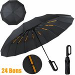 106cm 24 Ribs Windproof Umbrella Strong Reinforced Automatic Folding Umbrella UK