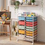 15 Drawer Rolling Storage Cart For Art Crafts Office Utility Trolley Organizer