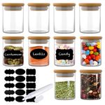 HEFTMAN 10 x Glass Spice Jars Spices Herbs Tea Coffee Rice 100ml - Bamboo Lid