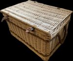 Large Wicker Storage Basket 79 X 53 X 43 Cm High. Leather Strap, Rope Handles.
