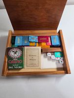 Vintage Mida Italian Wooden Poker Chips Set 925 Silver Plaque Dal Negro Cards Bo