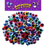 200 Self Adhesive wiggle wiggly googly eyes assorted types sizes 10mm 12mm 15mm 