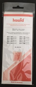 Hawid Stamp Mount Strips Assortment of 100, 10 Different sizes Black or Clear