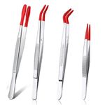 4Pieces Tweezers with Rubber Tips Tweezers PVC Coated Tweezers Set Rubber