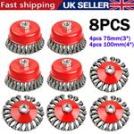 8pcs Twist Knot Semi Flat Wire Wheel Cup Brush Set Kit For 115mm Angle Grinder