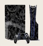 DARK DESIGN CAMOUFLAGE VINYL  SKIN FOR PS5 SLIM DISC CONSOLE & CONTROLLERS 