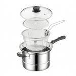 Multifunction Stainless Steel Cooking Pot Heat Resistant Cookware Space-Saving