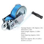3500LBS Hand Winch 2 Gear 10M Polyester Strap ATV Trailer Boat Marine Heavy Duty