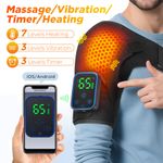 Electric Heated Vibration Shoulder Massager Wrap Brace Pain Relief APP Control