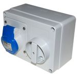 GEWISS Interlocked 16 amp Switched Socket 240V 3 Pin Blue  IP44 2P+E - GW66004