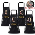 Gold Initials Kitchen Aprons Oil-proof Chef Work Apron Restaurant Bar Cafes Bib
