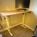 Electric Height Adjustable Sit/Stand Computer Desk w/ Control Panel, Wood Top