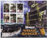 RMS TITANIC RESCUE Ocean Liner Ship 6v-Stamp Sheet #100 (1998 Madagascar)