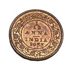1933 British India 1/12 Anna George V Bronze Coin High Grade Lustre KM 509